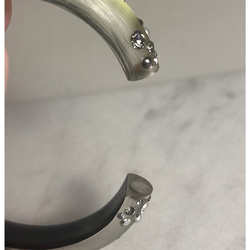 Alexis Bittar Sage Green Assorted Crystal Dust Lucite Hinged Magnetic Bracelet - Picture 9 of 16